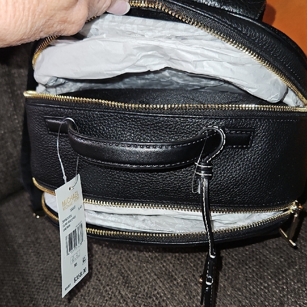 Michael Kors Black Textured Women's Backpack - Picture 9 of 14